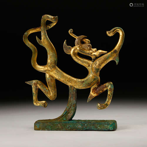 A Chinese Gilt Bronze Dragon