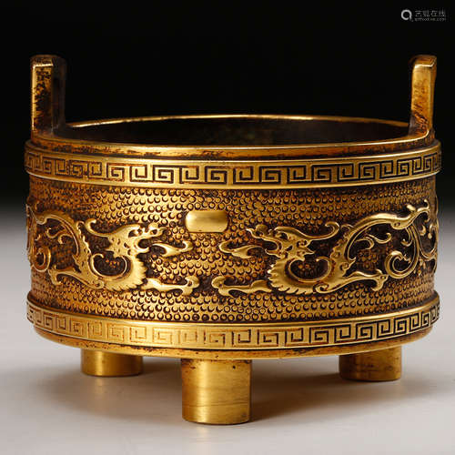 Gilt Bronze Dragon Censer