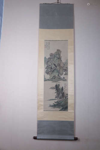 Chinese School, Ink And Color Scroll Painting