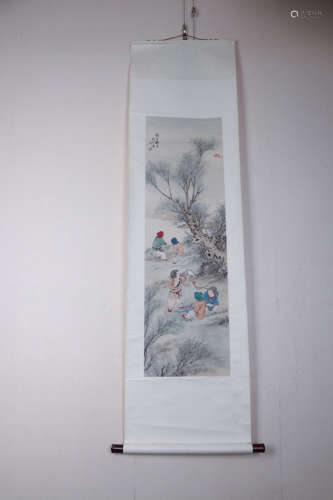 Chinese School, Ink And Color Scroll Painting