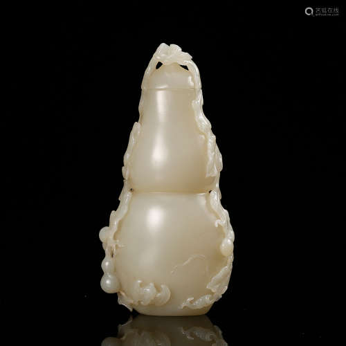 A White Jade Carved Gourd