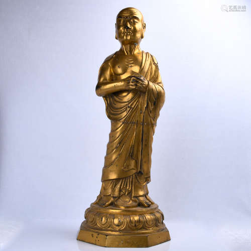 A Chinese Gilt Bronze Standing Buddha