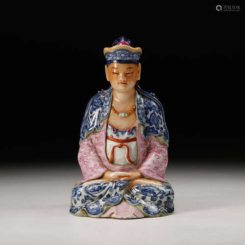 Famille Rose Porcelain Seated Buddha