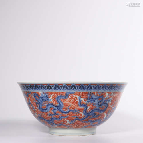 A Blue White Iron Red Porcelain Bowl, Marked