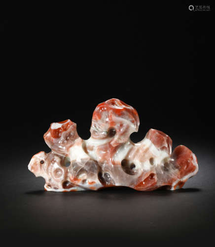 A Red Agate Carved Brush Rest, Ming Dynasty