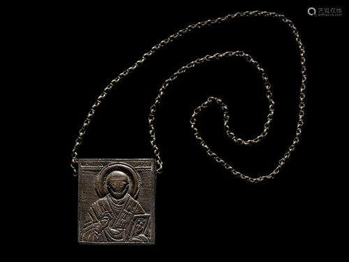 A Greek Orthodox Pilgrim's Scapular, with Icon of St.