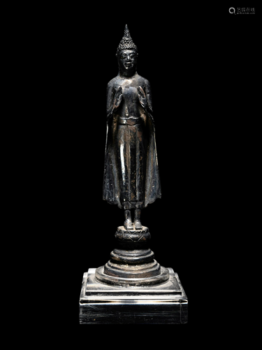 A South East Asian Silver Figure of a Standing Buddha