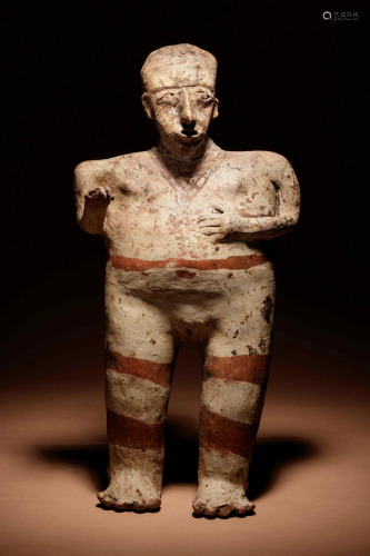A Nayarit Painted Terracotta Standing Male Figure