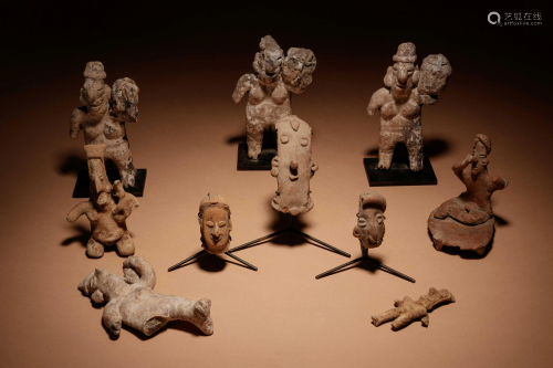 A Group of Ten Pre-Columbian Figures or Fragments of
