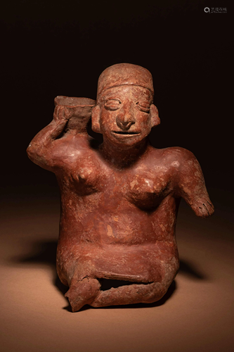 A Colima Terracotta Female with Basket Figure Height 8