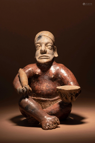 A Jalisco Seated Figure with Offerings Height 12