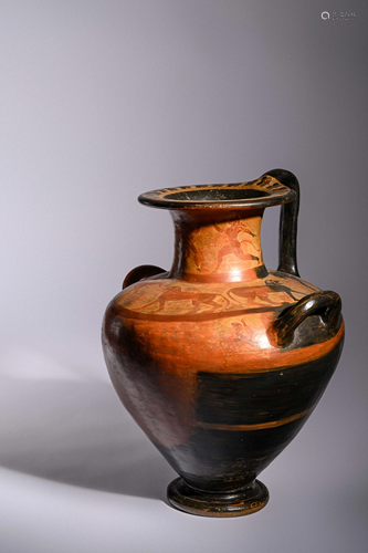 An Etruscan Black-Figured Hydria Height 17 1/2 x width