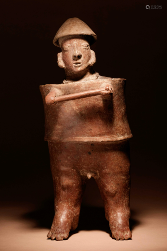 A Nayarit Terracotta Warrior Figure Height 23 inches.