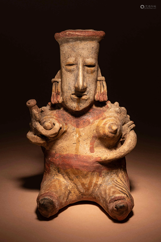 A Jalisco Seated Female Figure and Infant Height 12