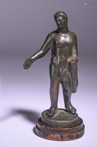 A Roman Bronze Hercules Height 3 3/4 inches.