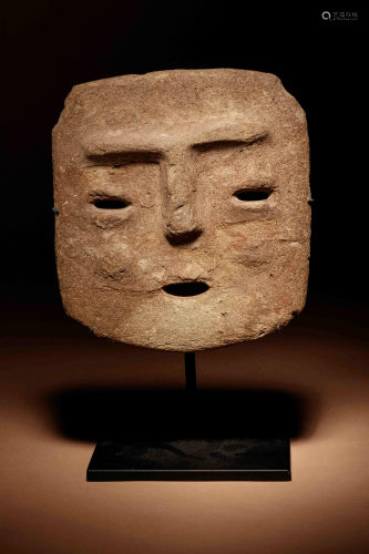 A Chontal Stone Face Panel Height 6 3/4 inches.