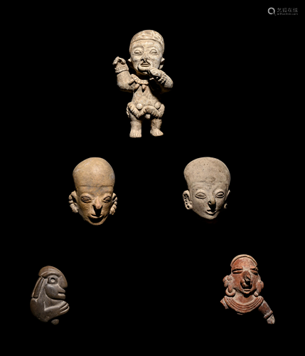 A Group of Five Pre-Columbian Objects Largest example