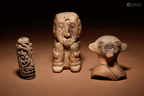 Three Pre-Columbian Objects Height of largest 4 1/4