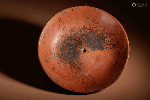 A Maya Terracotta Tripod Plate Diameter 9 1/2 inches.