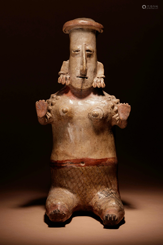 A Jalisco Terracotta Seated Female Figure Height 22 1/2