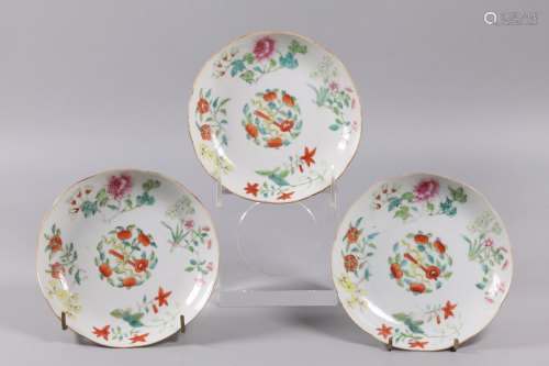 3 Chinese porcelain dishes, possibly 19th c.