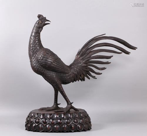 Japanese bronze rooster, possibly 19th c.