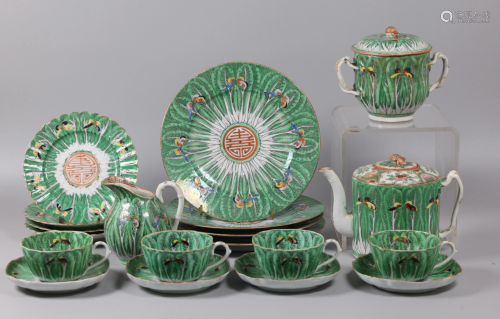 Chinese 'cabbage leaf' porcelain table wares, possibly