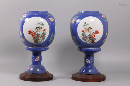 pair of Chinese porcelain lanterns, possibly 19th c.