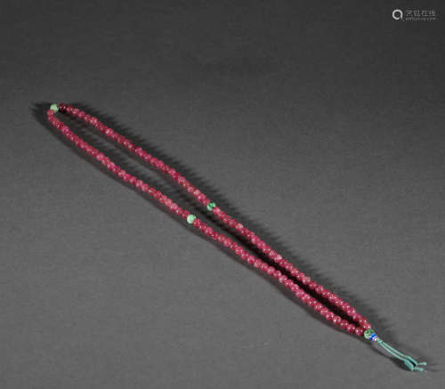 Red tourmaline necklace in Qing Dynasty清代.紅碧璽項鏈