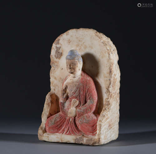 Tang Dynasty stone plus color Buddha statue唐代石頭加彩佛祖像