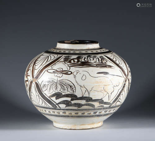 Cizhou kiln pot in Song Dynasty宋代磁州窯罐