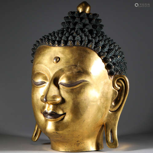 Bronze gilt Buddha head in Ming Dynasty明代銅鎏金佛頭