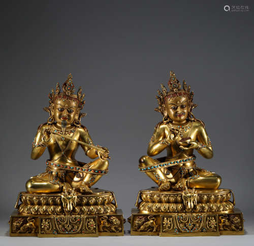 Bronze gilt statues of great achievers in Ming Dynasty明代銅...
