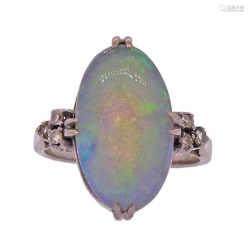 14k Gold Opal Diamond Ring