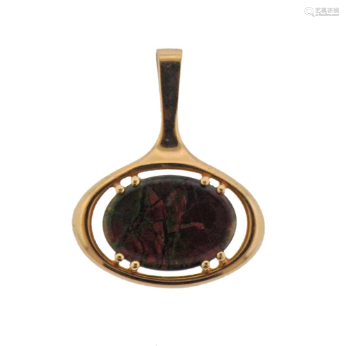 18k Gold Black Opal Mosaic Pendant