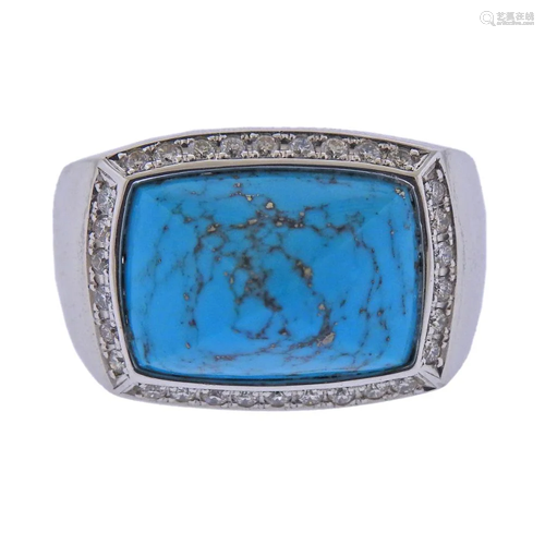 18k Gold Diamond Turquoise Ring