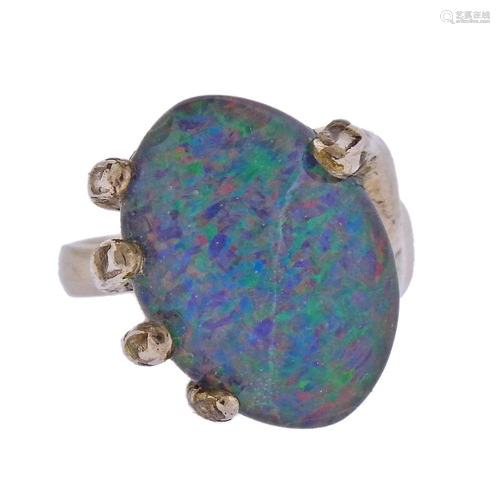 14k Gold Opal Crystal in Hand Ring