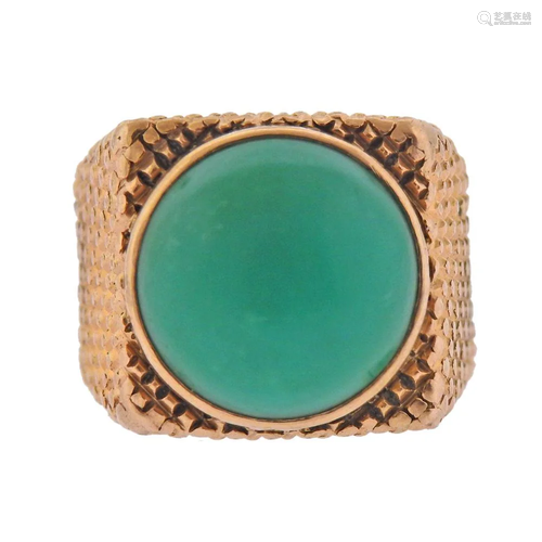 French 1970s 18k Gold Turquoise Ring