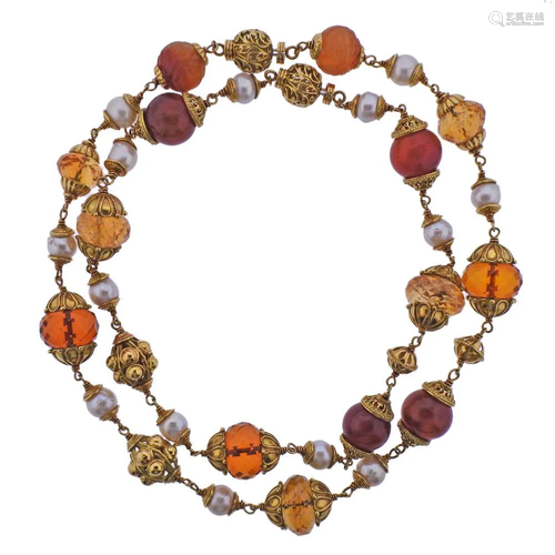 Seaman Schepps 18k Gold Citrine Pearl Amber Nesting