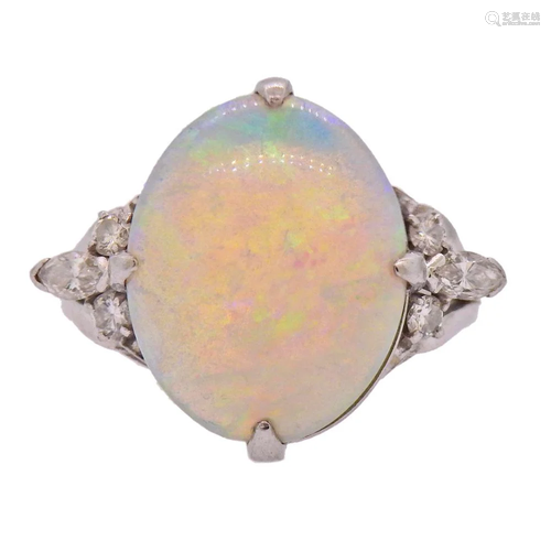 Platinum Opal Diamond Cocktail Ring