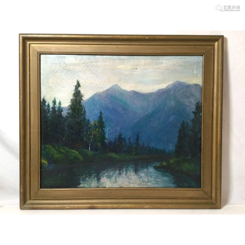 Landscape Oil on Canvas W.S. Beekin? Trout Waters