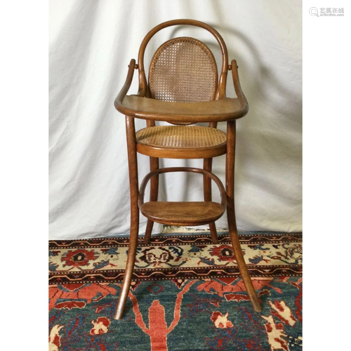 Bentwood & Cane Child's High Chair Probably by Michael