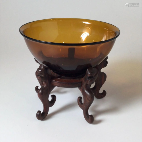 Qing Period Peking Glass Bowl with Base