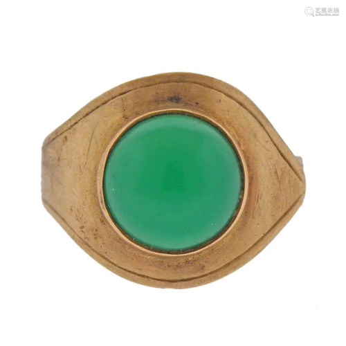 Swedish Antique 18k Gold Chrysoprase Ring