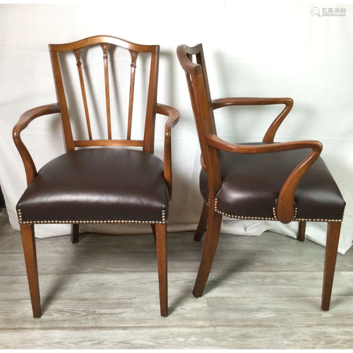 Pair of Mahogany and Leather Hepplewhite Style