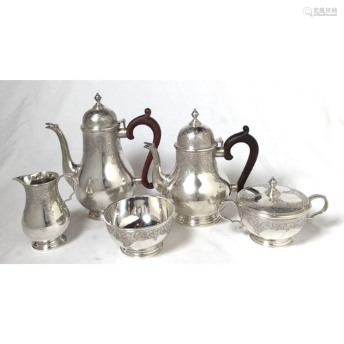 Gorham Sterling 5pc Coffee and Tea Set Monogram B with