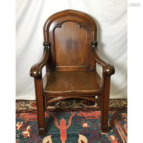 Gothic Arm Walnut Armchair