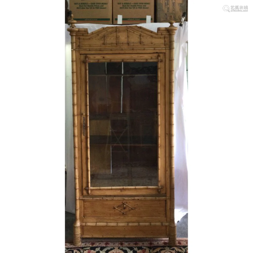 Circa 1900 Faux Bamboo Scrubbed Pine Cabinet