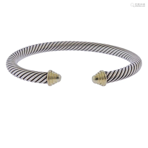 David Yurman 14k Gold Sterling Silver Cable Bracelet