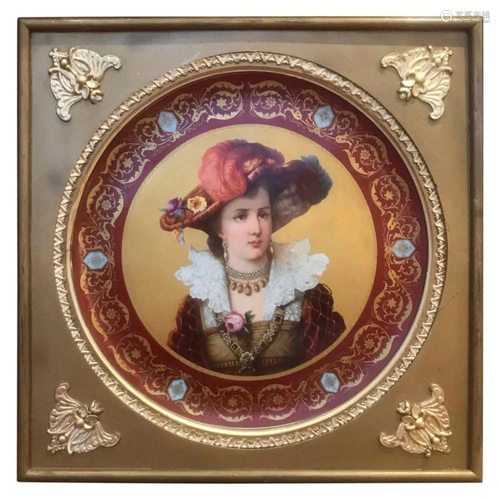 Large 19th Century Royal Vienna Charger in Frame Signed